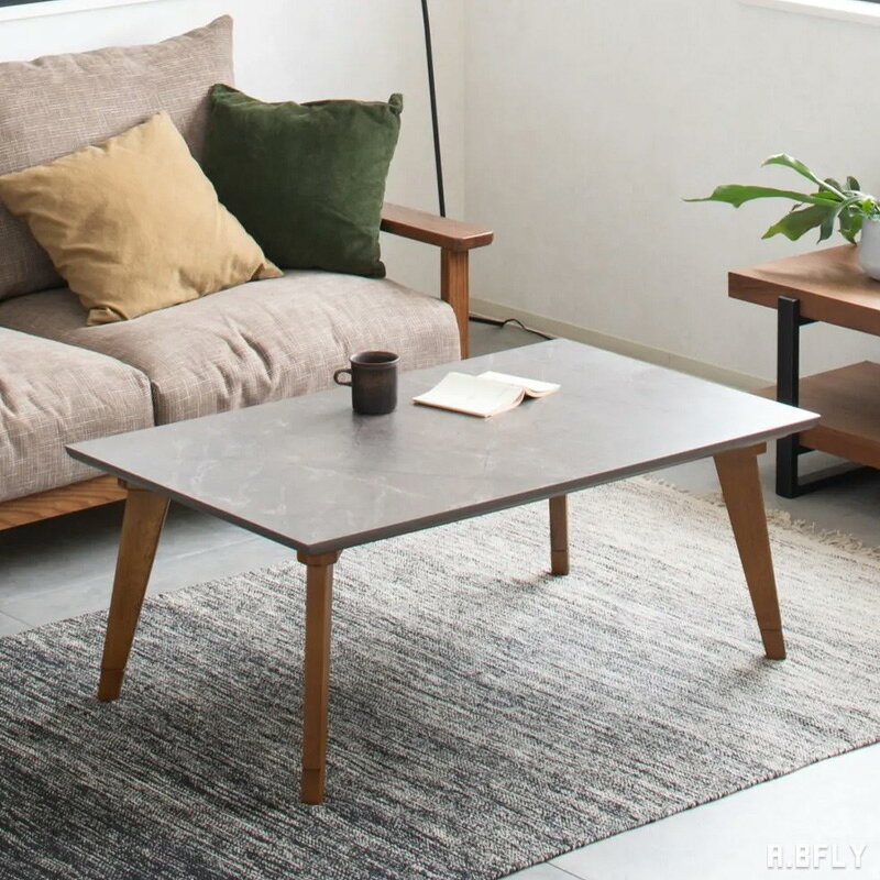 樂天商城 - 【最大6,000円クーポン配布中】こたつ 幅105 メラミン コンパクト 長方形 テーブル単品 リビングテーブル ソファテーブル おしゃれ 炬燵 火燵 家具調 ローテーブル センターテーブル 省スペース シンプル モダン キズに強い 石目調 熱や汚れに強い 継脚付き