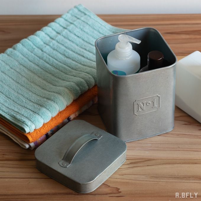 【S・M・L3個セット】ブリキ缶 ブリキ ボックス BOX ナンバー アンティーク レトロ ヴィンテージ ツールボックス 小物収納 小物入れ 雑貨 ユーズド感 インダストリアル 収納 金属素材 アウトドア ガレージ 男前インテリア 取っ手