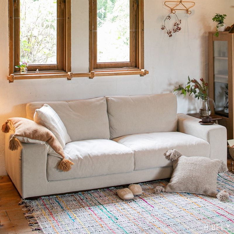 【最大6,000円クーポン配布中】ソファ 三人掛け 3Pソファ フルカバーリング 帆布生地 カジュアル シンプル リラックス トレンド ヴィンテージ ローバック ポケットコイル 天然木 木脚 フェザー 快適 ベージュ グリーン グレー【大型商品】