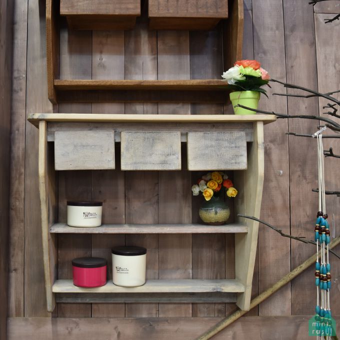 【最大6,000円クーポン配布中】ウォールシェルフ 壁面収納 引出付き 引き出し 壁掛けシェルフ 棚 棚受け ホワイトウォッシュデザイナーズ 古木製 シャビー家具 リサイクルウッド アンティーク家具 アンティーク雑貨 北欧風 レトロ モダン マリンのサムネイル