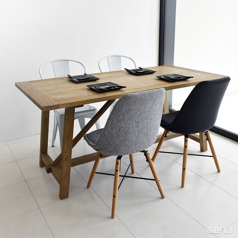 樂天商城 - ダイニングテーブル 単品 4人掛け 160cm テーブルのみ 食卓テーブル リビング ダイニング用 カフェテーブル 木製 机 つくえ 食卓机 木製 無垢 天然木 おしゃれ シンプル オーク 北欧 インダストリアル【大型商品】