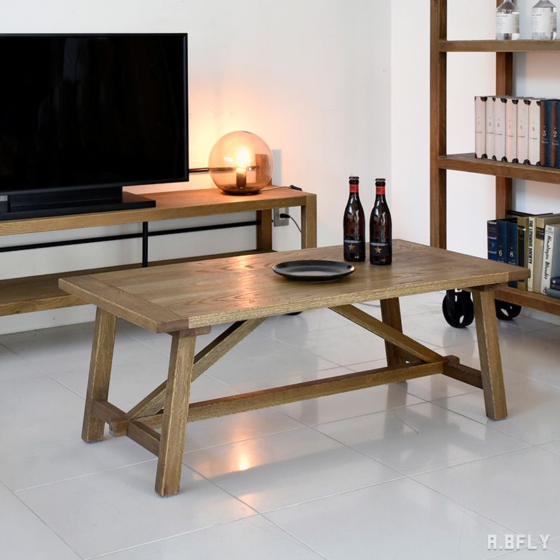 樂天商城 - リビングテーブル 110cm 食卓テーブル ローテーブル ソファーテーブル センターテーブル コーヒーテーブル カフェテーブル 木製 机 つくえ 食卓机 木製 無垢 天然木 おしゃれ シンプル オーク 北欧 インダストリアル