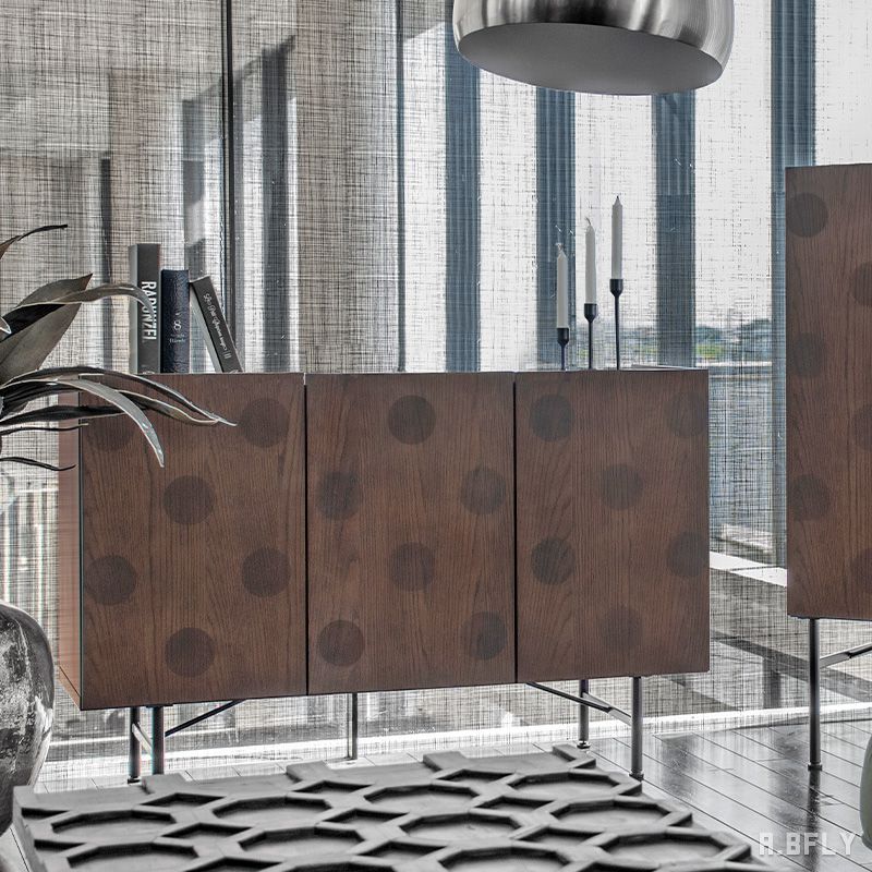 【日本製】サイドボード ポルカドット柄 水玉模様 コインドット柄 キャビネット チェスト 収納棚 リビ..