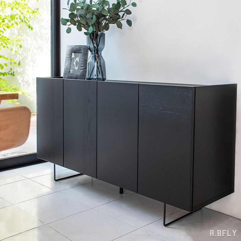 樂天商城 - 【最大6,000円クーポン配布中】【日本製】サイドボード 幅150cm キャビネット 完成品 国産 収納 北欧 ミッドセンチュリー モダン チェスト 木製 リビング収納 黒 扉 リビング おしゃれ ロータイプ 北欧 脚付き アイアン ブラック【大型商品】