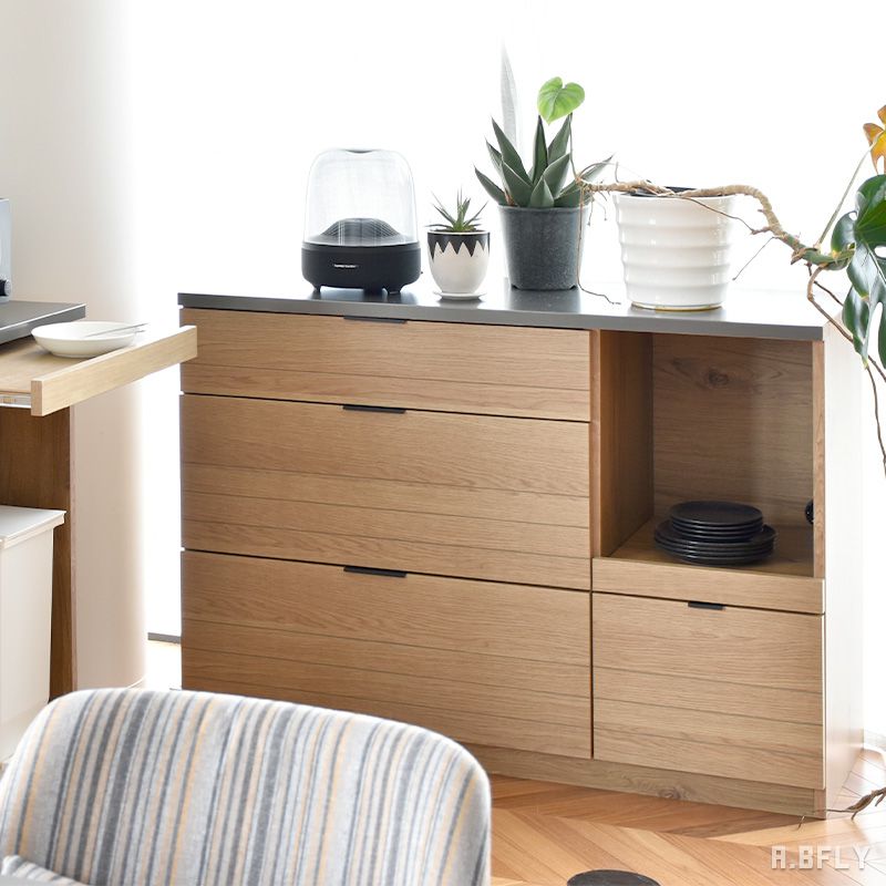 【日本製】キッチンカウンター 120 特殊鋼板 オープンスライド 食器棚 レンジ台 キッチンボード カップボード レンジボード 台 おしゃ..