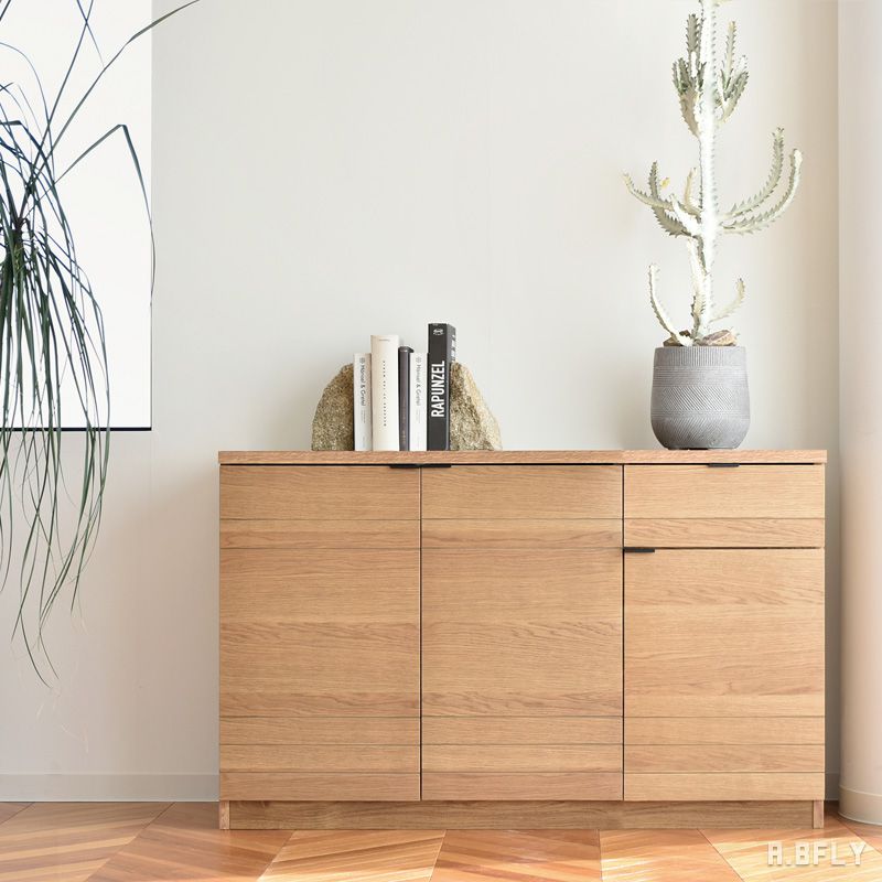 樂天商城 - 【日本製】サイドボード 120 キャビネット シェルフ リビングボード リビング収納 玄関 寝室 ベッドサイド 収納 薄型 スリム 台 おしゃれ 棚 引き出し付き 大容量 ラック 天然木 木製 シンプル ナチュラル ミッドセンチュリー モダン 北欧 完成品【大型商品】