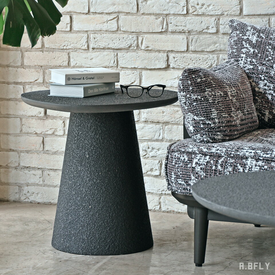 【最大6,000円クーポン配布中】サイドテーブル ソファサイドテーブル ミニテーブル 円形テーブル 丸テーブル ラウンドテーブル リビングテーブル 花台 モダン 重厚感 シック オブジェ インテリア 高級感 チャコールグレー モノトーン