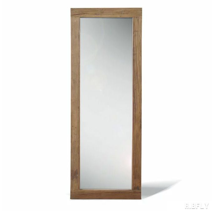 壁立てかけ ミラー 鏡 木製 大型 壁掛け 立てかけ 全身 全身鏡 姿見 ウォールミラー スタンドミラー 古材 インダストリアル カフェ ナチュラル アンティーク カントリー ヴィンテージ シンプル Mサイズ(幅60cm) [2]