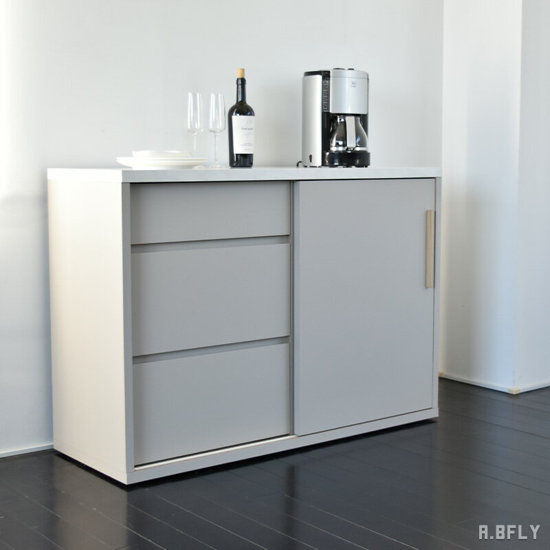 【最大6,000円クーポン配布中】【日本製】キッチンカウンター ドア 120 レンジ台 食器棚 キッチンボー..