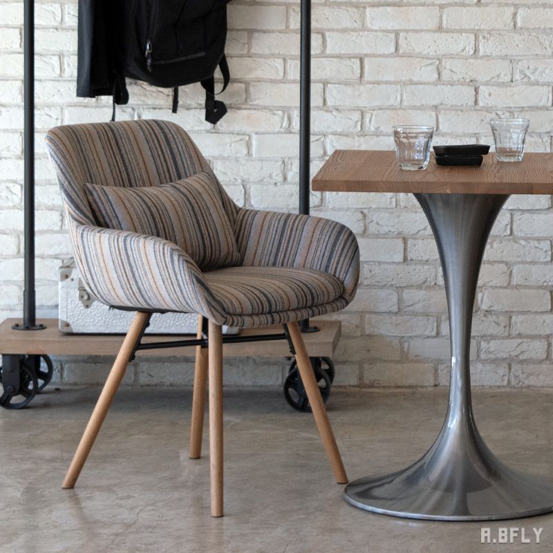 樂天商城 - 【最大6,000円クーポン配布中】ダイニングチェア 肘付き ストライプ アームチェア 食卓椅子 イス いす ラウンジ リビング デスクチェア 木脚 布製 ファブリック クラシカル ミッドセンチュリー モダン 北欧 レトロ ヴィンテージ アンティーク デザイン