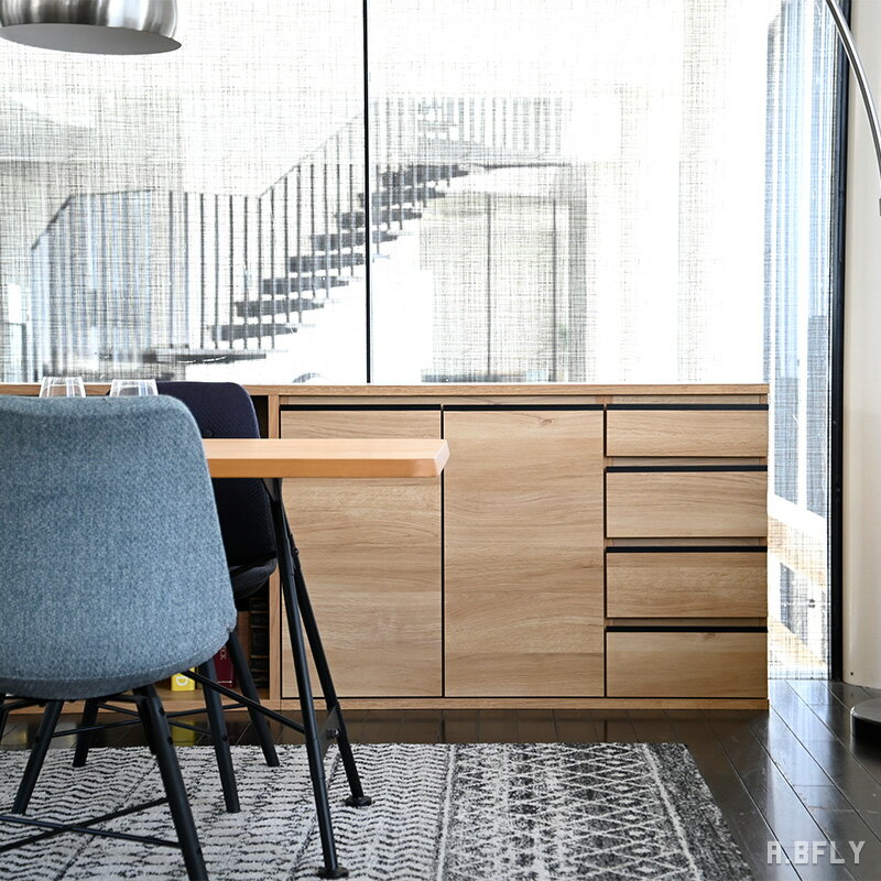 樂天商城 - キャビネット 幅120cm サイドボード リビングボード シェルフ 4段 チェスト スリム ローチェスト リビング収納 書類収納 扉付き 扉 大容量 引き出し 引出 引出し 小物収納 キッチン収納 カウンター下収納 木製 木目 ナチュラル シンプル 日本製 国産 完成品