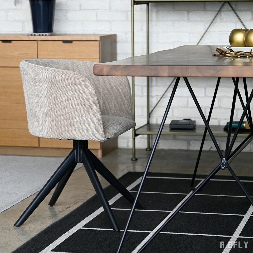 【SS限定｜最大8,000円OFFクーポン】コーデュロイ 回転 オートリターンチェア 肘付き ダイニングチェア 1脚 ファブリック 布張り スチール脚 ブラック脚 北欧 モダン カフェ 在宅ワーク 食卓 椅子 BE BR ベージュ ブラウン