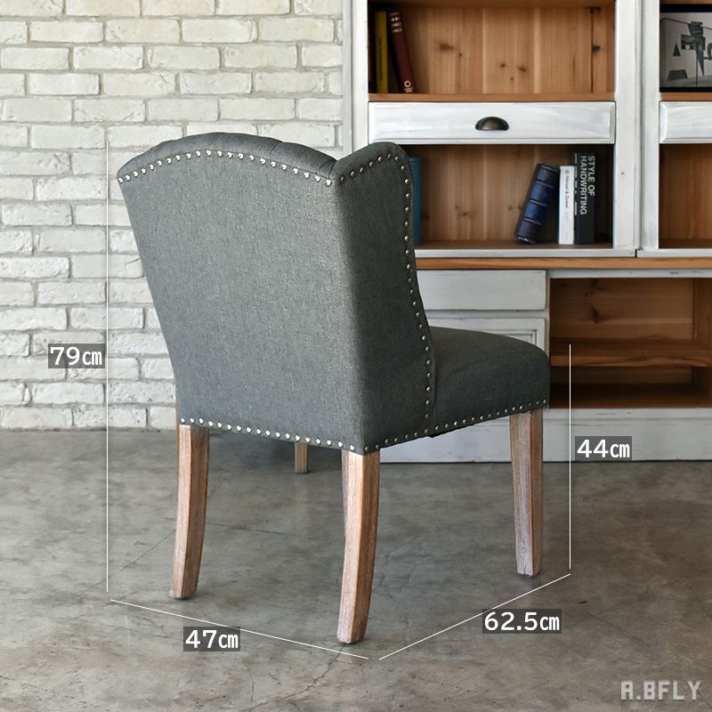 ダイニングチェア 1脚 椅子 チェアー イス いす 食卓椅子 チェスター スタッズ 木製 木脚 肘なし クラシック アンティーク調 ヴィンテージ調 エレガント ヨーロピアン ロマンチック 高級 ロココ調家具 [2]