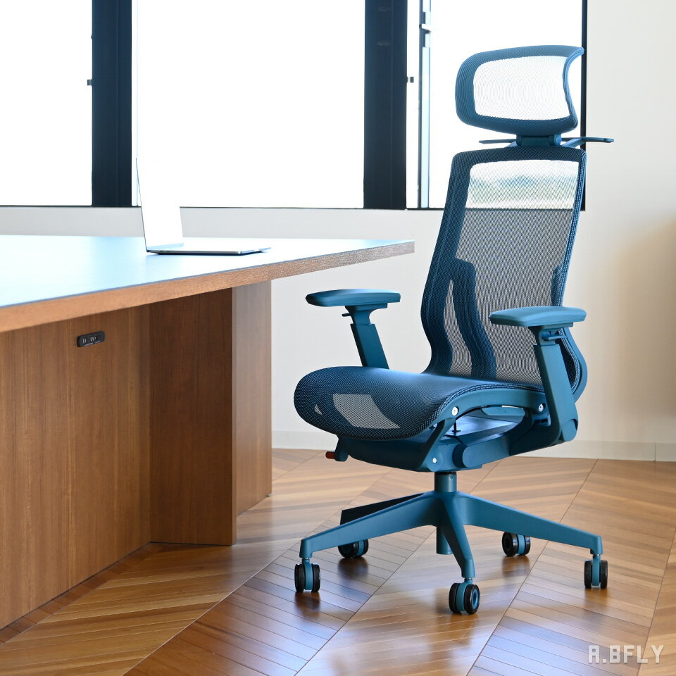 ワークチェア 人間工学 オフィスチェアー ハイバック ゲーミングチェアー デザイナーズ リラックス 長時間作業 高機能チェア 椅子 イス PCチェア パソコンチェア メッシュチェア リクライニングチェア 腰痛対策 リモートワーク ブルー 青 BLUE