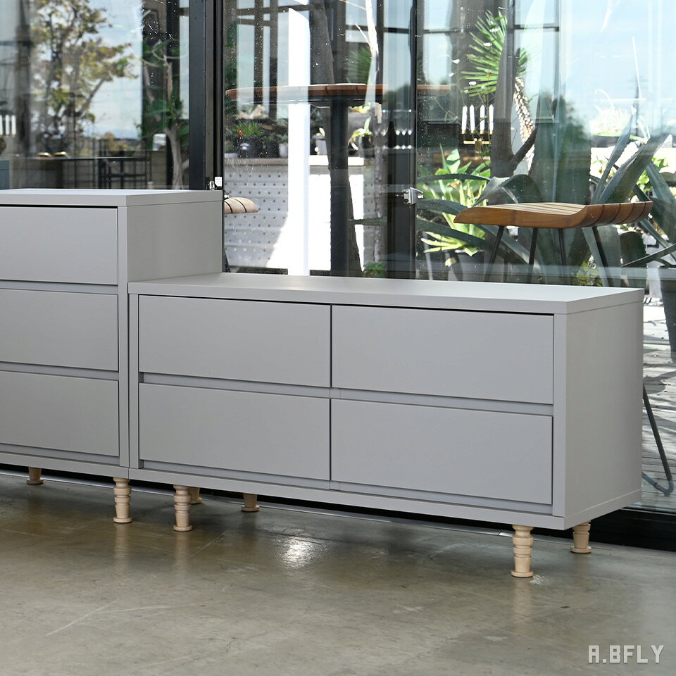 樂天商城 - 【最大6,000円クーポン配布中】【日本製】ローチェスト 幅105 チェスト 4杯 引き出し収納 マットグレー 北欧 おしゃれ 木製 タンス 低め 収納家具 リビング収納 ローボード代わりにも使える スリム奥行40cm ラバーウッド脚 完成品