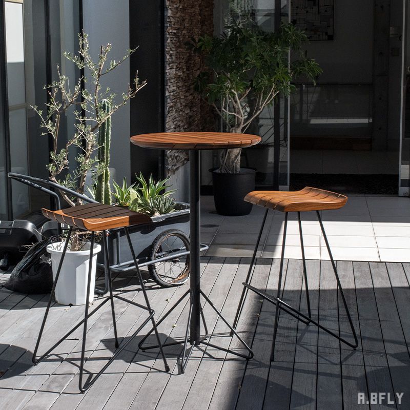 【3点セット】バーテーブルセット 3点 セット バルコニー ベランダ テラス ウッドデッキ 庭 屋外 アウトドアリビング ビア ガーデンファニチャー ダイニングセット 円形 丸形 ハイテーブル 椅子 ハイチェアー カウンターチェア イス 2人掛け 二人 2人 二人用 60cm幅