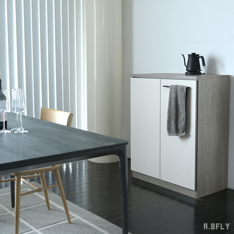 樂天商城 - 【日本製・完成品】キッチンストッカー 幅80cm 折り戸 高さ100cm キッチン収納 食器棚 カウンター下収納 可動棚 グレー ホワイト レンジ台 ダイニング収納 80ストレージ 左開き 右開き