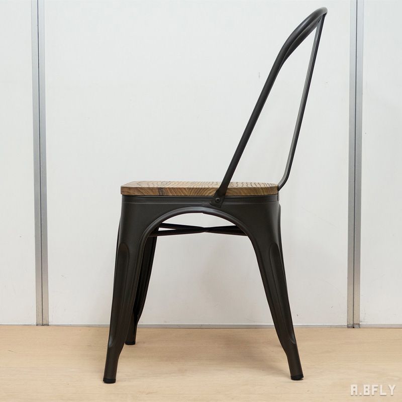 【2脚セット】チェア 椅子 腰掛 スタッキング ダイニング カフェ メタル ウッド 木製 スチール アイアン アンティーク ヴィンテージ カフェ ブルックリン 西海岸 アメリカン アイアン インダストリアル家具 ファクトリー 男前インテリア [2]