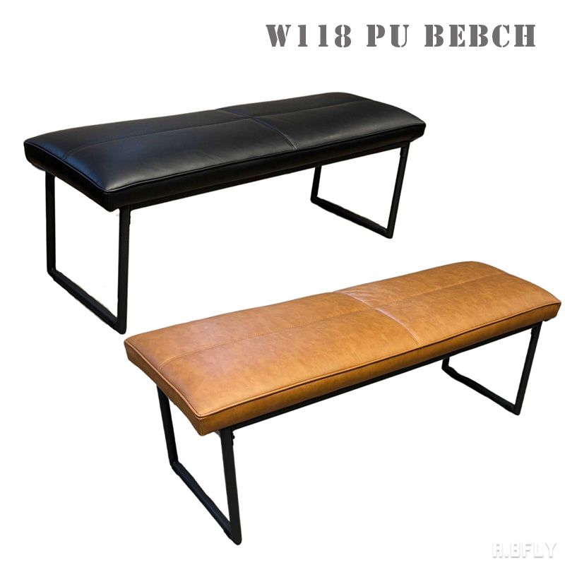 ダイニングベンチ ベンチ 長椅子 ダイニングチェア 食卓椅子 イス アメリカンヴィンテージ デザイン カフェ アンティーク ビンテージ ブラックスチール脚 男前インテリア 60年代 アメリカン レトロ 西海岸テイスト 合成皮革 光沢感 スタイリッシュ PU張り