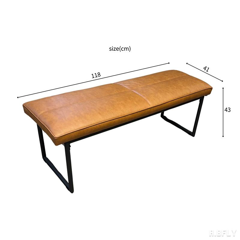 ダイニングベンチ ベンチ 長椅子 ダイニングチェア 食卓椅子 イス アメリカンヴィンテージ デザイン カフェ アンティーク ビンテージ ブラックスチール脚 男前インテリア 60年代 アメリカン レトロ 西海岸テイスト 合成皮革 光沢感 スタイリッシュ PU張り [2]