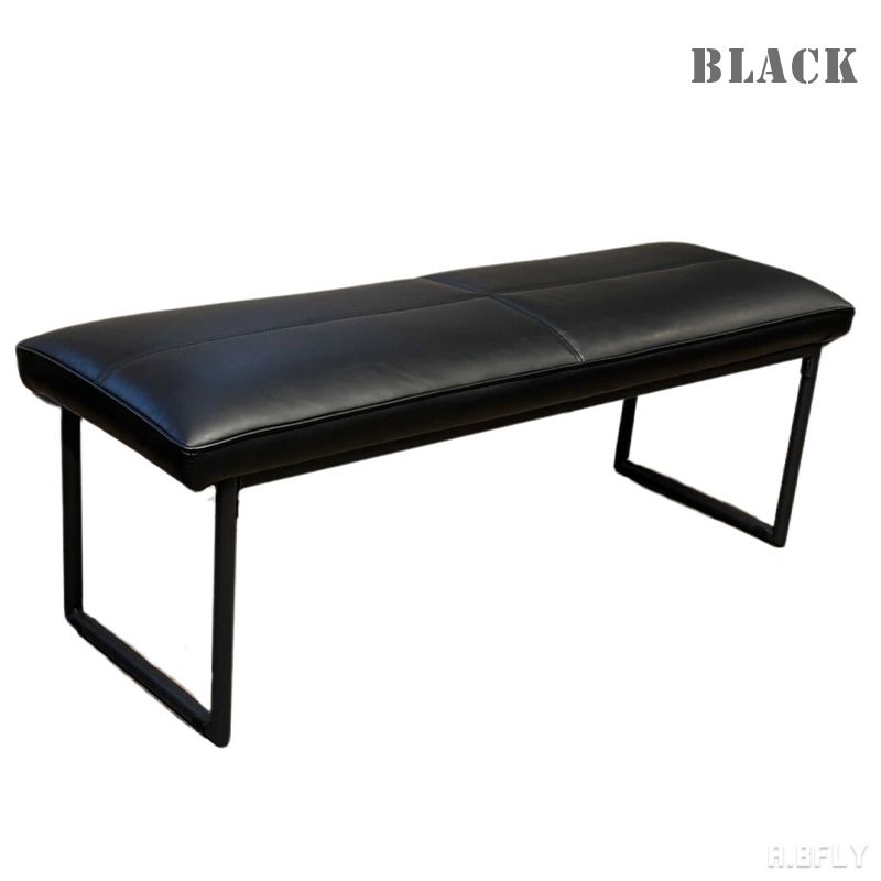 ダイニングベンチ ベンチ 長椅子 ダイニングチェア 食卓椅子 イス アメリカンヴィンテージ デザイン カフェ アンティーク ビンテージ ブラックスチール脚 男前インテリア 60年代 アメリカン レトロ 西海岸テイスト 合成皮革 光沢感 スタイリッシュ PU張り [3]