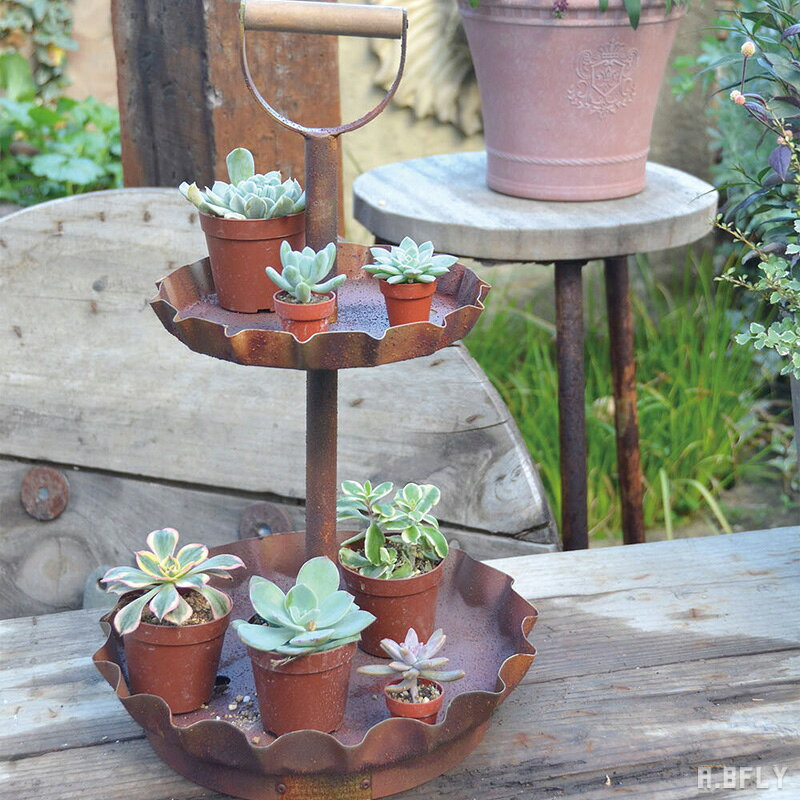 樂天商城 - 2ステッププランター メタルプランター スチールプランター 多肉植物 寄せ植え用 持ち手 持ち運び お洒落 ディスプレイ ナチュラル シャビーシック 鉢 フワラーラック ガーデニング グリーン ポットラック