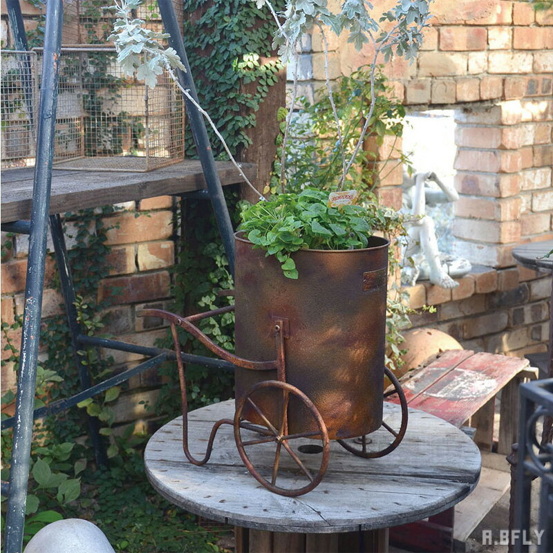プランター カートプランター 鉢カバー レトロ 押し車 ビンテージ ヴィンテージ シャビーテイスト 鉢 ..