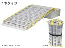 ■巻き取り式段差解消機 スロープビルドの特長 特長1　コンパクト収納と携帯性 使わない時は丸めて収納できます。収納時は自立するので保管に便利なうえ、丸めて乗用車のトランクに収まるので、持ち運びにも便利です。 ※ 丸めた場合の直径は、巻き方により異なります。長さ211cmの場合、直径50-60cm程度になります。 特長2　頑丈なアルミニウム素材 航空機で使用されるハイグレードなアルミニウム素材を使用。とても頑丈です。 電動車いすで乗る、あるいは介助者の方が車いすを押しながら一緒に乗るような場面でも、安心してお使いいただけます 特長3　長さを変えられる レール板一枚単位（約15cm間隔）でスロープの長さが変えられるので、設置場所に併せて調節できます。 別売りの追加用レールを連結すれば長さを伸ばせます。 ※ 長さ150cm，211cmのタイプは組み立て式です。商品到着後、お客様での組立をお願いいたします。（工具付属） 特長4　設置場所にあわせて使える 山型でも設置できます。 また、車いすや歩行者が通りにくい砂利道など、凸凹の地面に敷いて通路としも使えます。 ■仕様 横幅約77.5cmの1本タイプ／約33cmの2本タイプがあります。 長さは約89cm／約150cm／約211cmの三種類があります。 用途に応じてお選びください。 1本タイプ 寸法／ 横幅　：約77.5cm ガードの高さ：3cm 材質　：アルミニウム 耐荷重：約450kg 　　　　※ スロープ長が244cm超の場合は約300kg 各長さの重量／ 　約 89cmの場合： 7.3kg 　約150cmの場合：11.8kg 　約211cmの場合：16.3kg 付属品／ 六角レンチ，ボックスレンチ，収納ベルト 本数／1本入 2本タイプ 寸法／ 横幅　：約33.0cm（1本あたり） ガードの高さ：3cm 材質　：アルミニウム 耐荷重：約900kg(2本使用時） 　　　　※スロープ長が244cm超の場合は約600kg 各長さの重量（1本あたり）／ 　約 89cmの場合：4.5kg 　約150cmの場合：7.3kg 　約211cmの場合：10 kg 付属品／ 六角レンチ，ボックスレンチ，収納ベルト 本数／2本セット 追加レール1本タイプ（2枚・4枚） 別売りのスロープビルド本体（1本タイプ）に接続して使用します。 追加レール2本タイプ（2枚・4枚　各2本分） 別売りのスロープビルド本体（2本タイプ）に接続して使用します。 ※ スロープ長 スロープの上階側には、アプローチプレートに加えてレール板1枚の設置が必要です。スロープ長は、その2枚を除いた長さです。 【ご注意】耐荷重は車いす等の大きな車輪の場合を想定しております。 荷台に固いプラスチックの車輪、またはゴム製でも直径15cm以下の車輪をご使用の場合、荷物の傾きなどで一点への集中荷重がかかる場合があります。スロープ表面が凹んで破損する恐れがありますのでご注意ください。 ■スロープビルド関連商品 スロープ本体・追加レール 耐荷式アプローチプレート サポートスタンド（1本，2本共用） クイックピン（1本，2本共用） キャスター（1本，2本共用）
