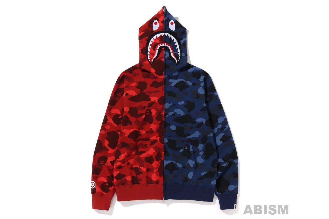 A BATHING APE(エイプ)COLOR CAMO SEPARATE SHARK FULL ZIP HOODIEシャーク フルジップ パーカーBAPE(ベイプ)