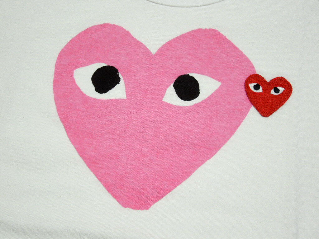 ★レディースサイズ★PLAY COMME des GARCONS(プレイ コムデギャルソン) 『ピンク・ハート・Tシャツ』【LADY'S】【ホワイト】【日本製】【新品】【AZ-T105】