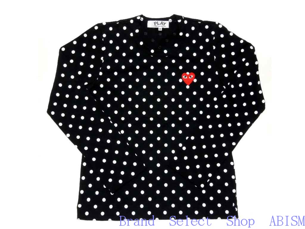 ★レディースサイズ★PLAY COMME des GARCONS(プレイ コムデギャルソン) 『ワンポイント レッド ハート ドット柄ロングTシャツ』(長袖Tシャツ)(ブラック)【LADY 039 S】【日本製】【新品】【AZ-T165】