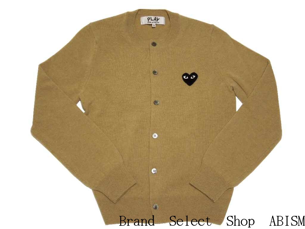 ★レディースサイズ★PLAY COMME des GARCONS(プレイ コムデギャルソン) ブラックハート ウールカーディガン【LADY 039 S】【BEIGE/ベージュ】【日本製】【ニット】【新品】【AZ-N023】wool cardigan