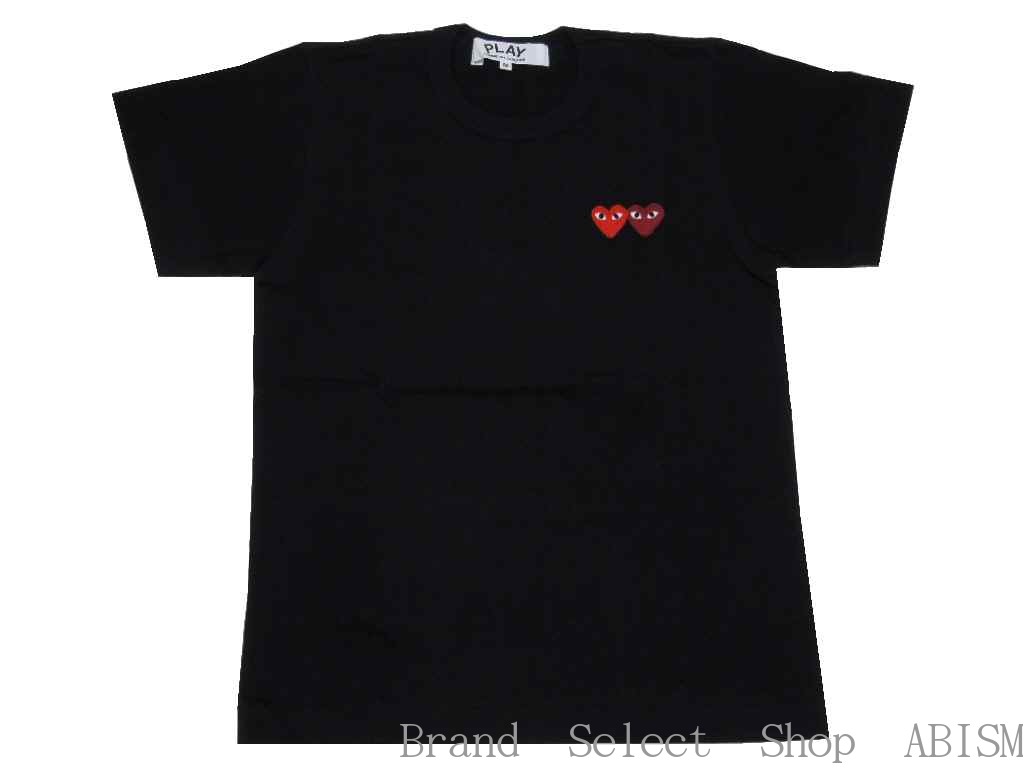 ★メンズサイズ★PLAY COMME des GARCONS(プレイ コムデギャルソン)『ダブル・ハートワッペン・Tシャツ』