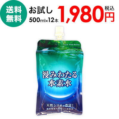 楽天ランキング/14冠王！ 【公式】 浸みわたる水素水 天然シリカ水 ミネラルウオーター 水素水 シリカ水 健康飲料 お試し 500ml 12本 セット てんねんすい 日本名水百選 熊本県 天然水 飲料水 高濃度水素水 パウチ シリカウォーター 国産 お取り寄せ プレゼント 送料無料