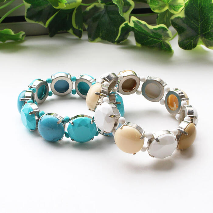 ABISTE イタリア製アクリルデザインブレスレット/4160062 ブランド アビステ 大人映え ターコイズ ホワイト