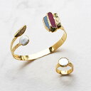 【週末限定!2BUY10%OFF&最大1,000円OFF】ABISTE アゲート&パールバングル・リング2点セット/4230026G-2 天然素材 天然石 パワ...