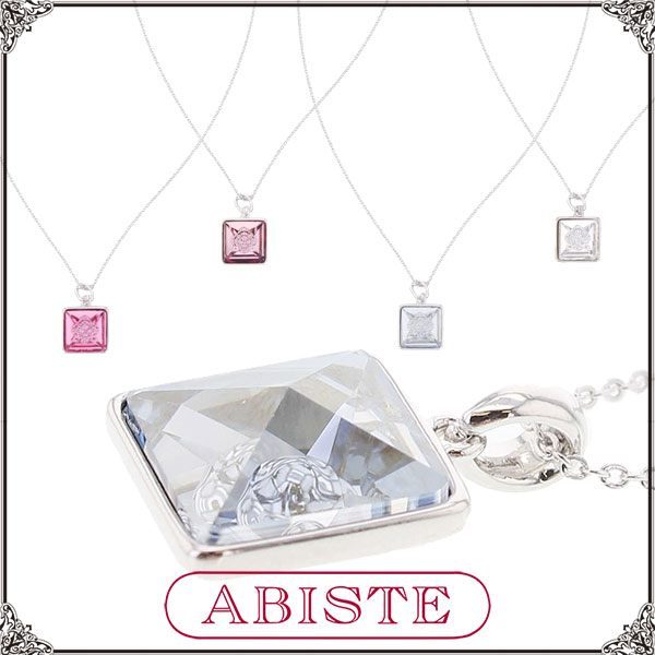 Rakuten - 【クーポン利用で最大2,000円OFF】ABISTE スクエアクリスタルネックレス/1150052 女女性 人気 ギフト ブランド アビステ