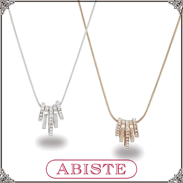 ABISTE 5連リングモチーフクリスタルネックレス/1150259 女性 人気 上品 アクセサリー ギフト ブランド アビステ 母の日