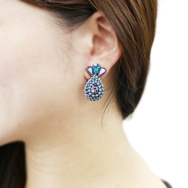 ABISTE イタリア製ドロップイヤリング/3401174 ブルー ギフト ブランド アビステ ご褒美買い イヤーアクセサリー