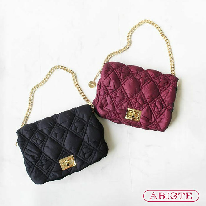【クーポン利用で最大2,000円OFF】ABISTE ハートキルティングマルチWayチェーンショルダーバッグ/8251019 ブランド アビステ