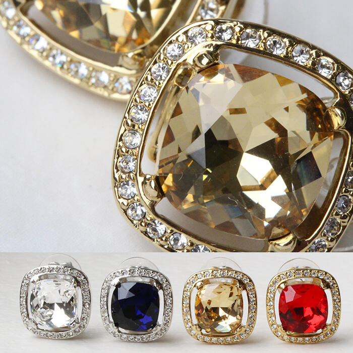 ABISTE クッションカットチェコガラスビジューイヤリング/3240123 ブランド コスチュームジュエリー アビステ ご褒美買い イヤーアクセサリー パーテ...