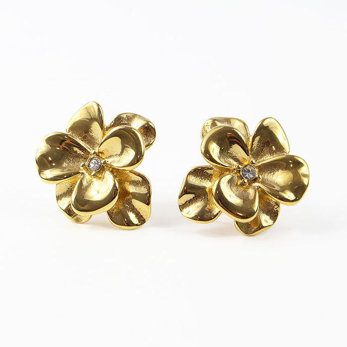 《BLACKFRIDAY開始4H限定10％OFF》ABISTE メタルフラワーモチーフイヤリング/3250064 ブランド アビステ イヤーアクセサリー ステンレス製 大人映え ゴールド