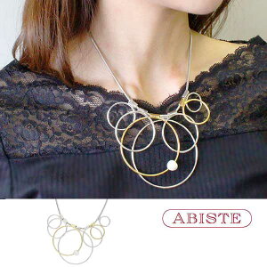 ABISTE(アビステ)淡水パール×フープメタルネックレス 1181338 淡水パール ネックレス アクセサリー ハンドメイド 人気 大人 かわいい おしゃれ ブランド 誕生日 ギフト プレゼント ラッピング無料