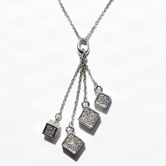 ABISTE キューブモチーフクリスタルガラスペンダントネックレス/1800716S ブランド アビステ