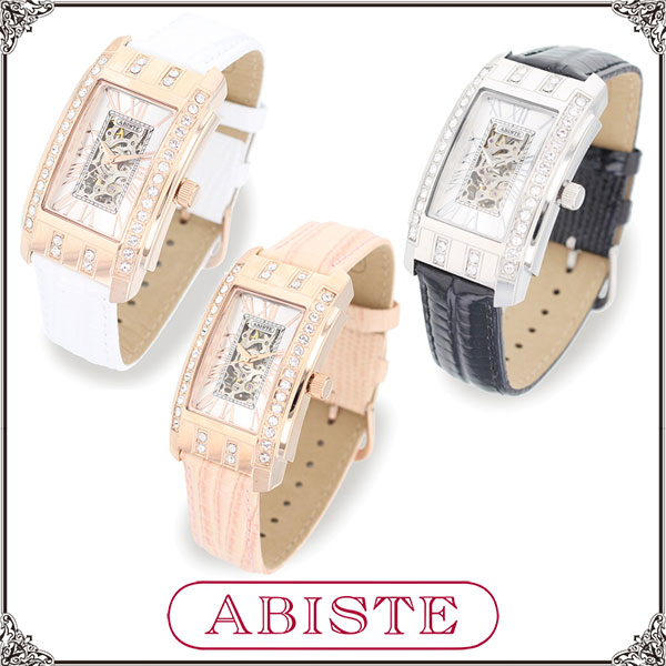 ABISTE スクエアフェイス機械式ベルト時計/9150029 女性 人気 上品 アクセサリー ギフト ブランド アビステ