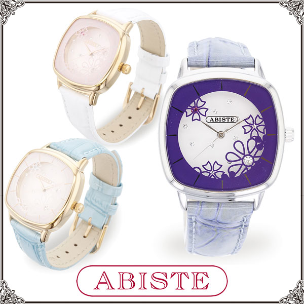 ABISTE 花柄スクエアフェイスベルト腕時計/9150030 女性 人気 上品 アクセサリー ギフト ブランド アビステ 母の日