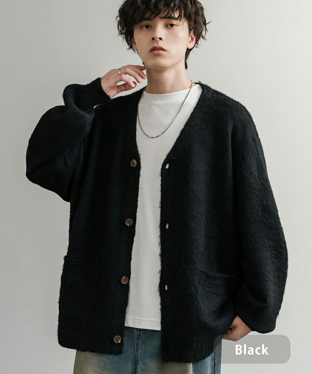 楽天市場】モヘア カーディガン メンズ（カラーブラック）の通販
