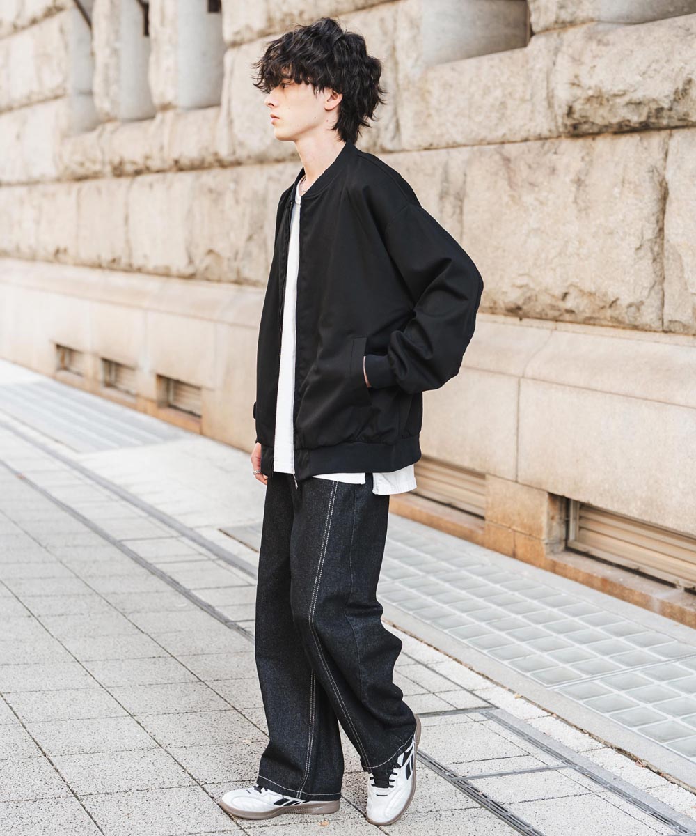 MA-1 ブルゾン ショート メンズ レディース フライトジャケット ライトアウター バルーンシルエット ジップアップ オーバーサイズ ビッグシルエット ルーズ ドレープ ストレッチ ミリタリー シンプル 無地 カジュアル ゴルフ きれいめ ストリート 春 14119