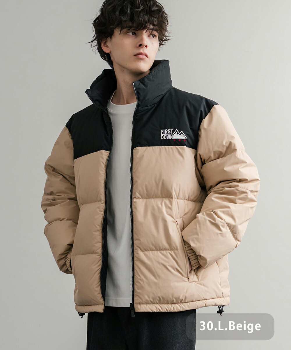 ファーストダウン ジャケット ベージュ S FIRST DOWN（ファーストダウン） 刺繍ダウンジャケット S ベージュ