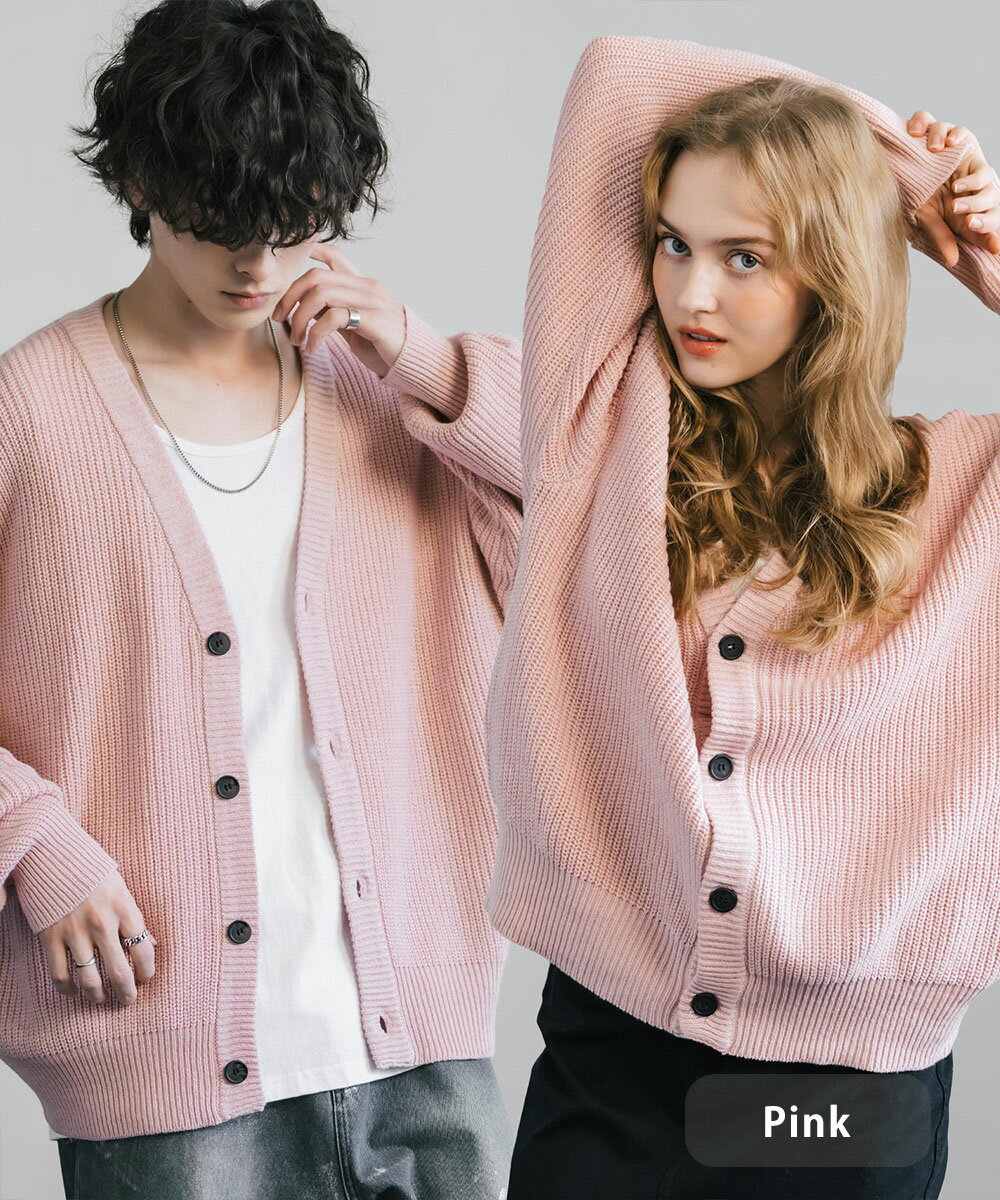 楽天市場】オーバーサイズ カーディガン（カラーピンク）の通販